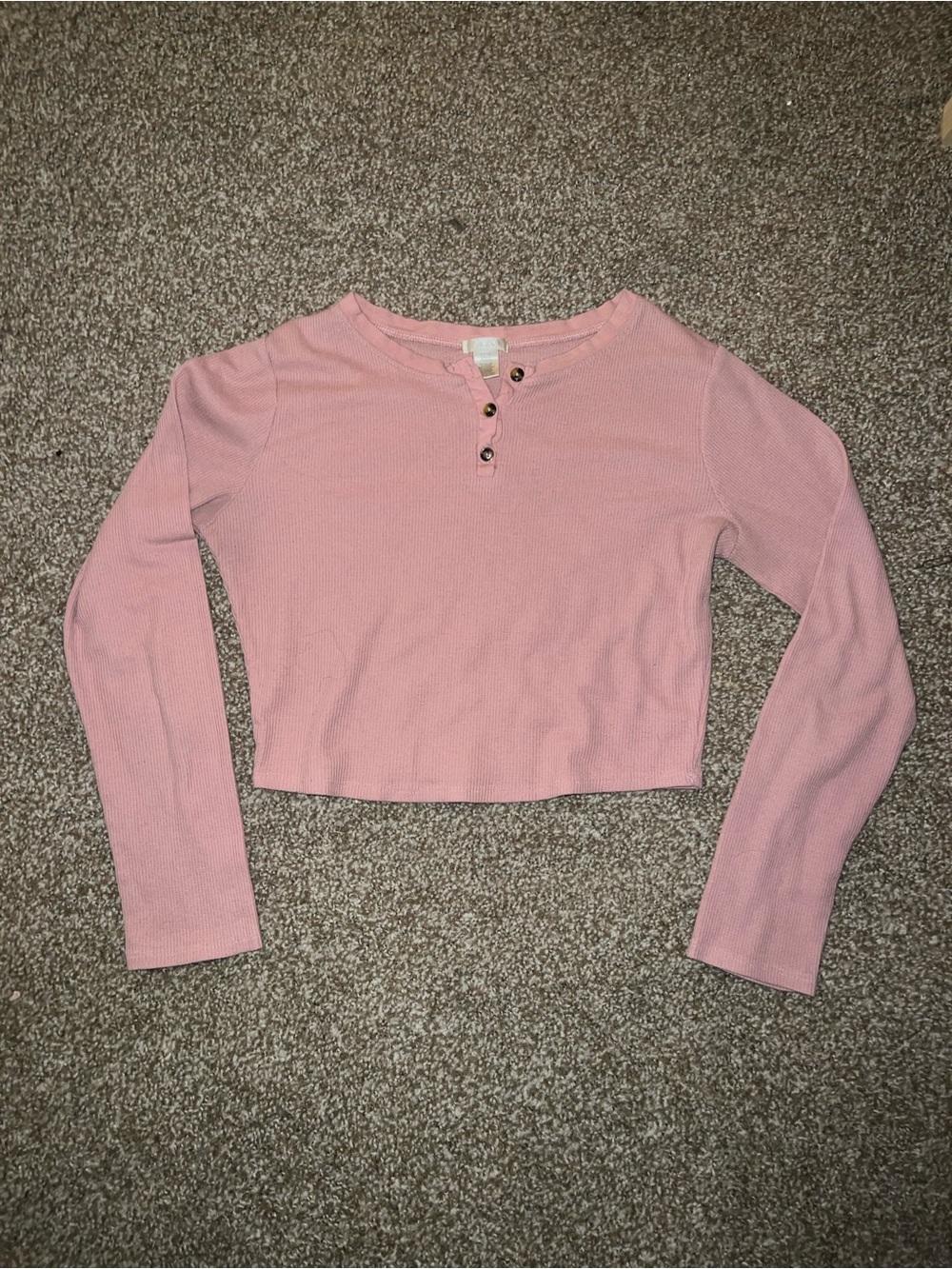 Bozzolo Pink Waffle Henley Top